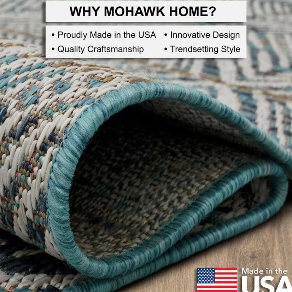 Tahoe Quilt Blue 8 Ft. X 10 Ft. Geometric Indoor/Outdoor Area Rug By Mohawk Home | * Best Sale