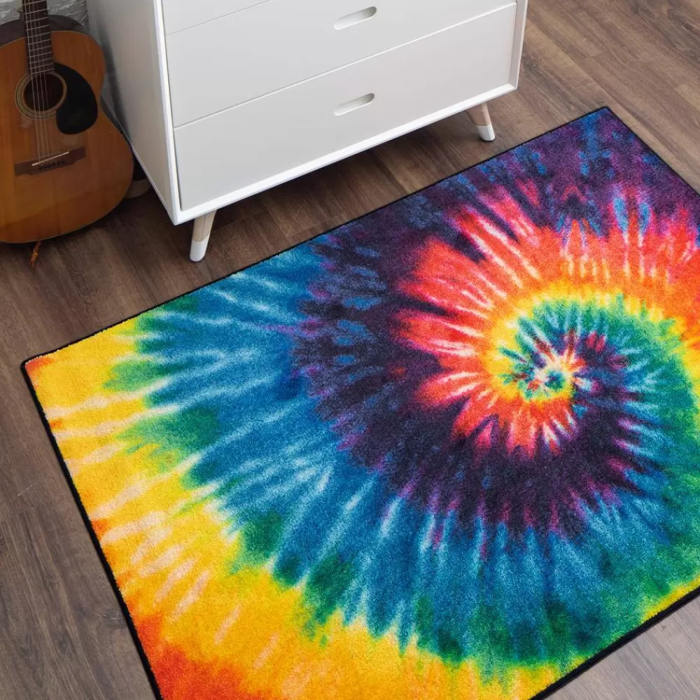 Tie Dye Swirl Rainbow 8 Ft. X 10 Ft. Contemporary Area Rug By Mohawk Home | * Flash Sale