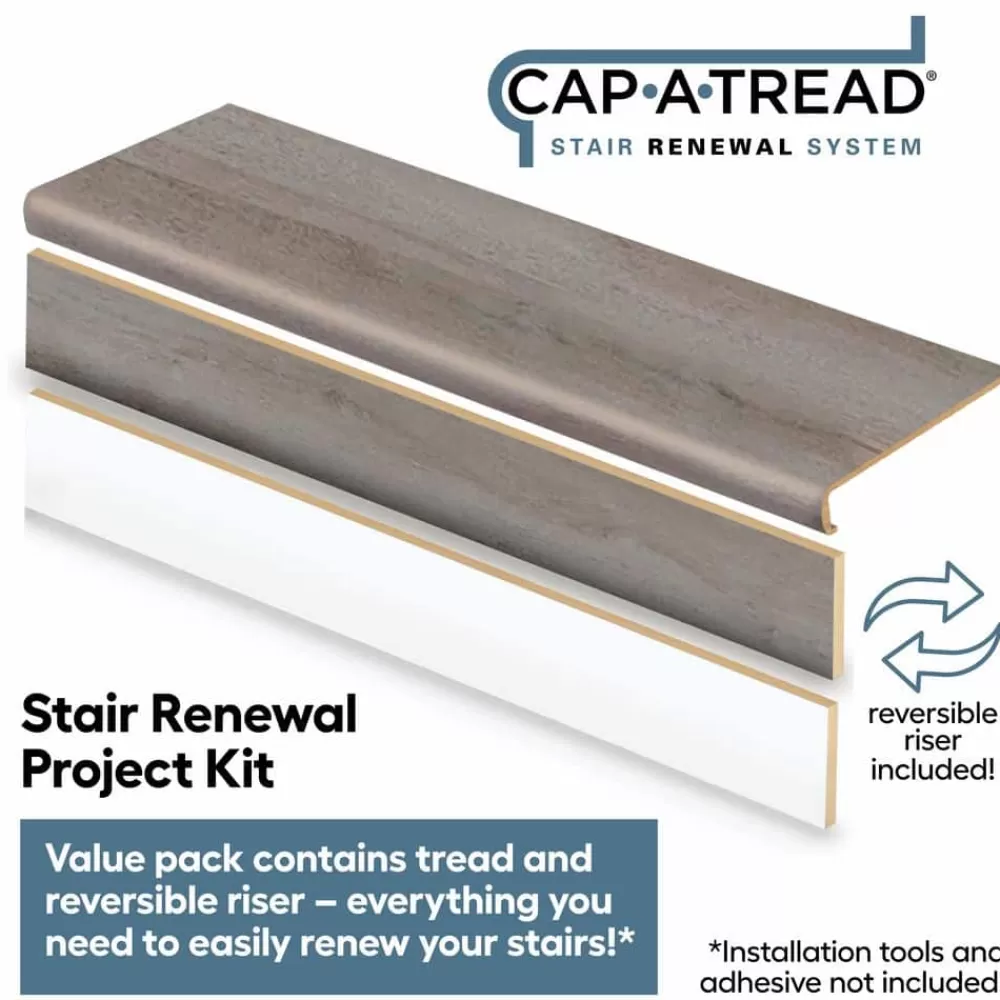 Turin Gris Stair Tread And Reversible Riser Kit 47 In. L X 12-1/8 In. W X 2-3/16 In. T By Cap A Tread | * Discount