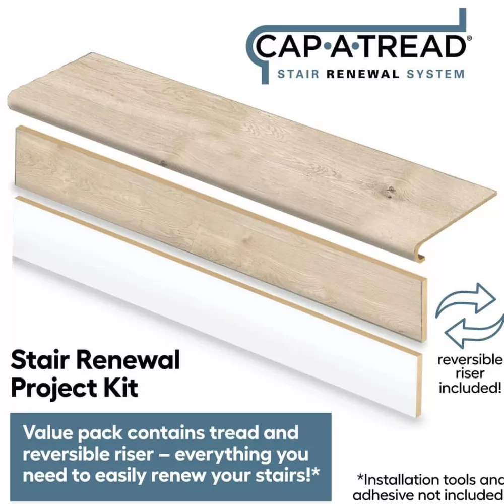 Vale View Oak Stair Tread & Reversible Riser Kit 47 In. L X 12-1/8 In. W X 1-11/16 In. T To Cover Stairs 1 In. By Cap A Tread | * Cheap