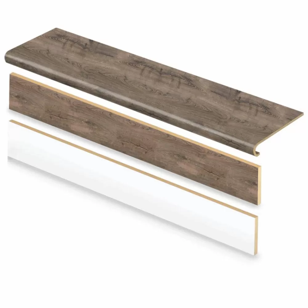 Vintage Pewter Oak Stair Tread And Reversible Riser Kit 47 In. L X 12-1/8 In. D X 1-11/16 In. H For Stairs 1 In. Thick By Cap A Tread | * Outlet