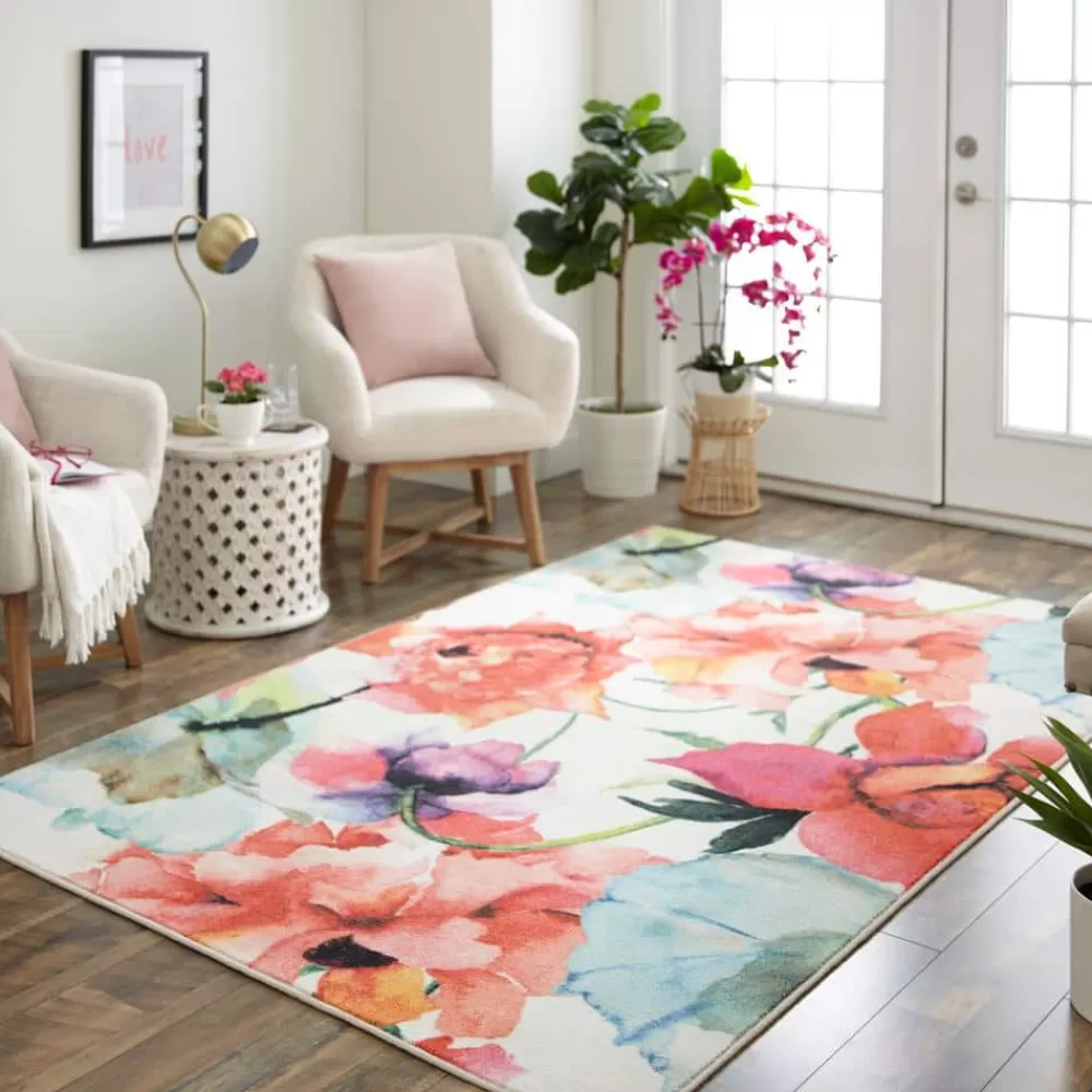 Watercolor Bouquet Cream 5 Ft. X 8 Ft. Floral Area Rug By Mohawk Home | * Store