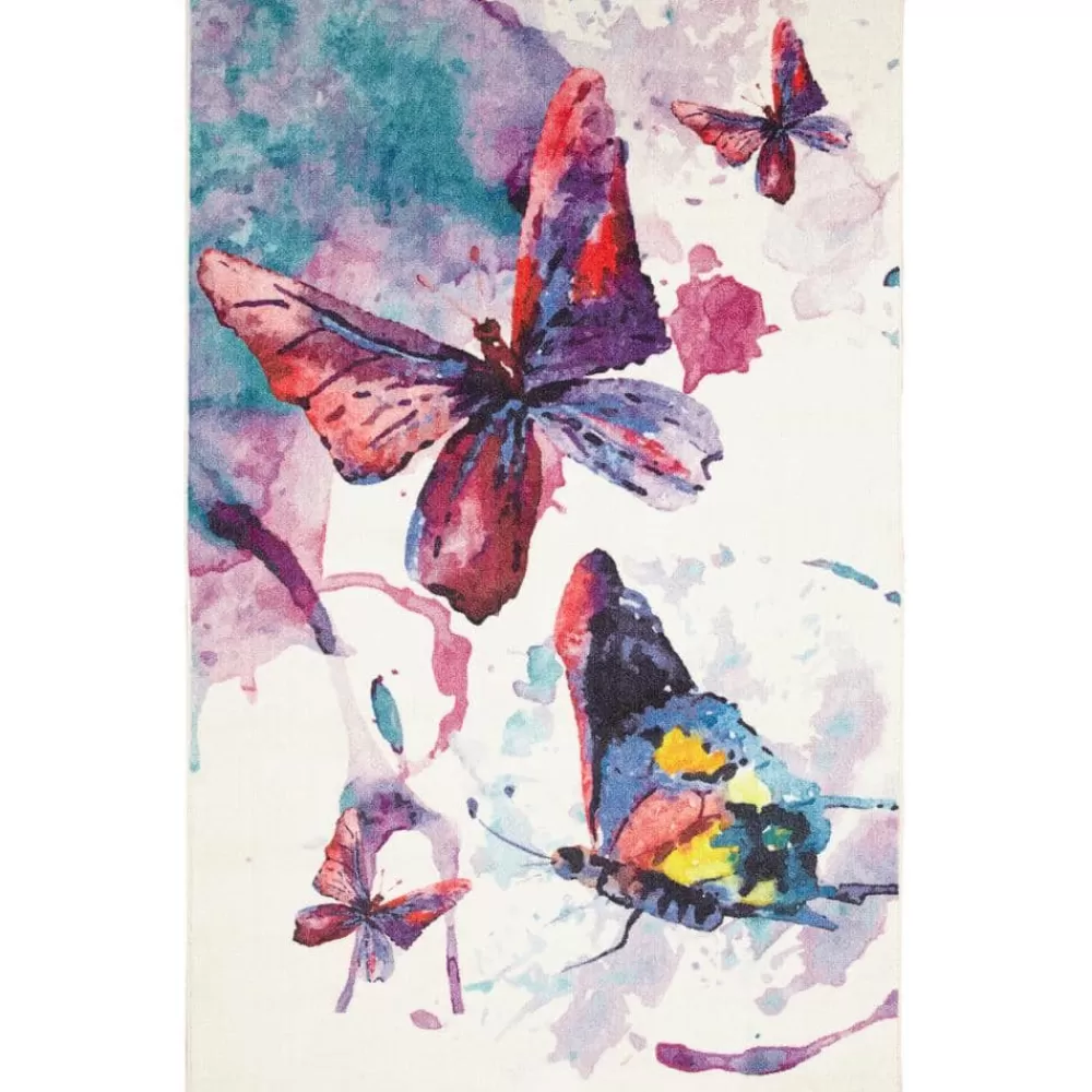 Watercolor Butterflies Purple 5 Ft. X 8 Ft. Abstract Area Rug By Mohawk Home | * Hot
