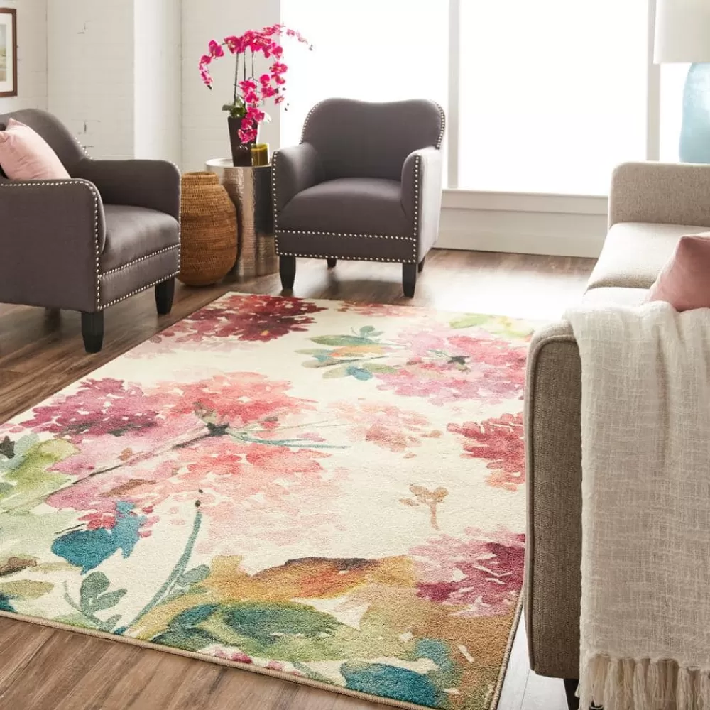 Watercolor Garden Cream 8 Ft. X 10 Ft. Floral Area Rug By Mohawk Home | * Best