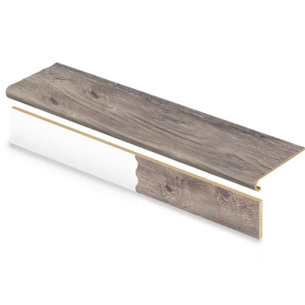 Waveford Gray Oak Stair Tread & Reversible Riser Kit 47 In. L X 12-1/8 In. W X 1-11/16 In. T To Cover Stairs 1 In. By Cap A Tread | * Best Sale
