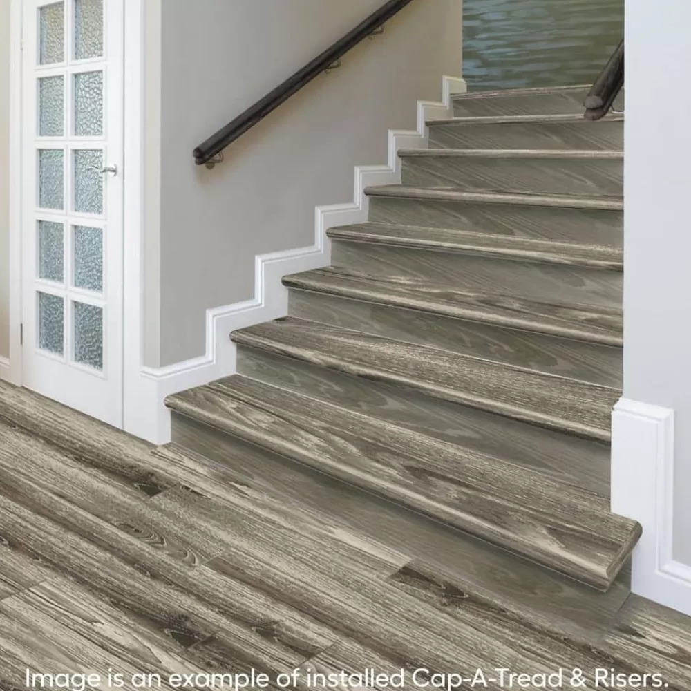 Waveford Gray Oak Stair Tread & Reversible Riser Kit 47 In. L X 12-1/8 In. W X 1-11/16 In. T To Cover Stairs 1 In. By Cap A Tread | * Best Sale