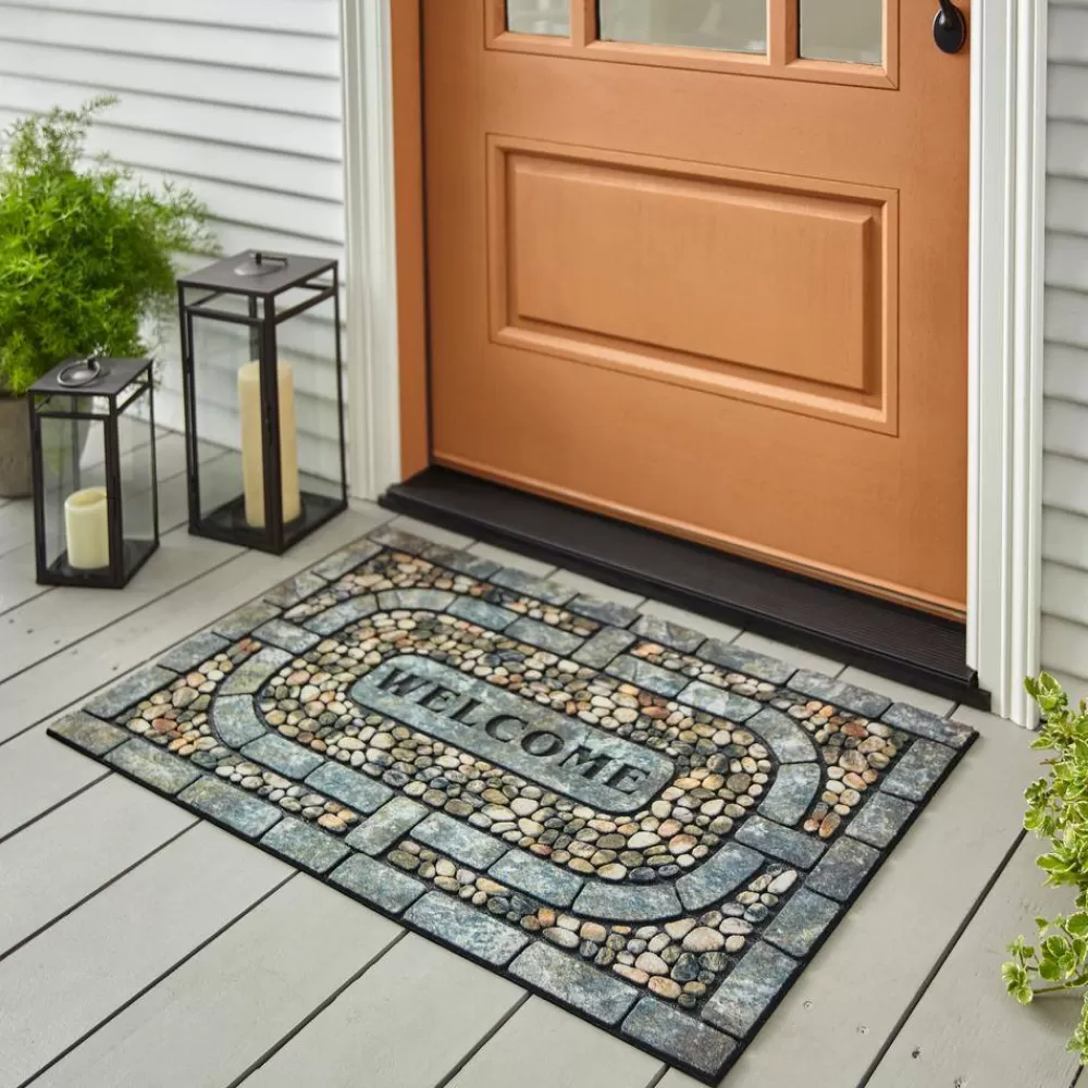 Welcome Garden Pebbles Gray 23 In. X 35 In. Doorscapes Estate Mat By Mohawk Home | * Discount