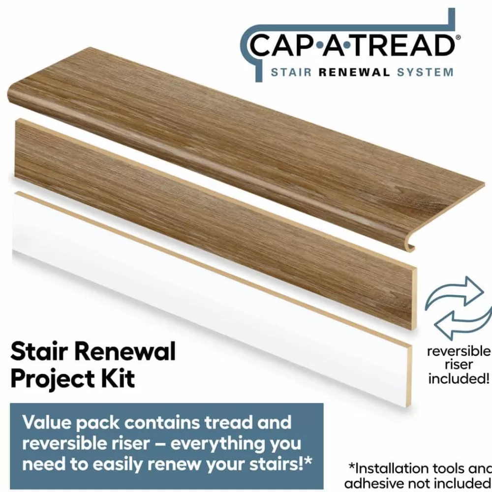Woodacres Oak/Deerbrook Trail Stair Tread & Reversible Riser Kit 47 In. L X 12-1/8 In. W X 1-11/16 In. T For 1 In. Thick By Cap A Tread | * Discount